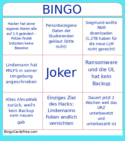 UL Hack Bingo Card