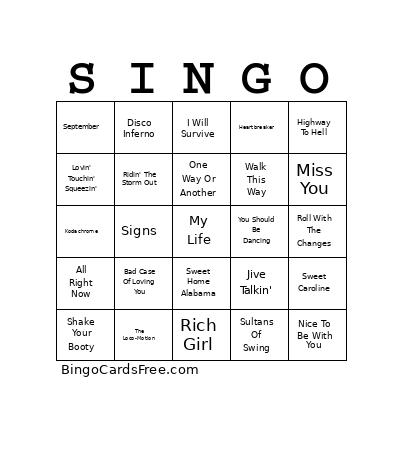 Ultimate 70s V01 Bingo