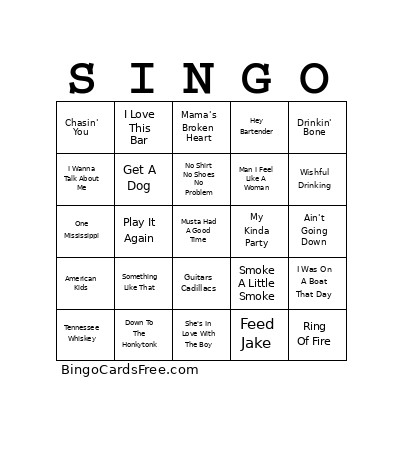 Ultimate Country V02 Bingo Card