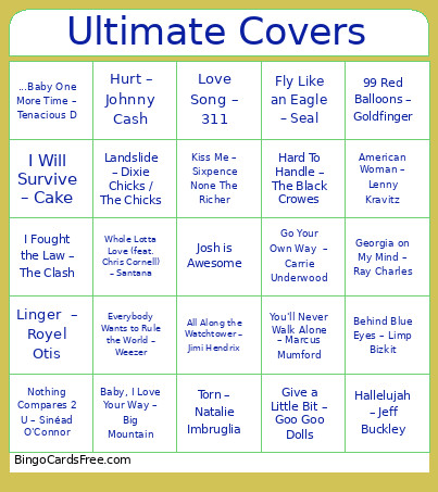 Ultimate Covers Bingo Card