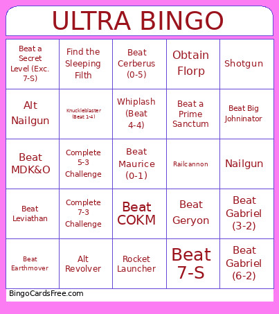 ULTRA Bingo Card