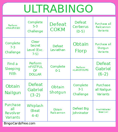 ULTRA Bingo Card