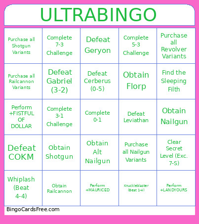 ULTRA Bingo Card