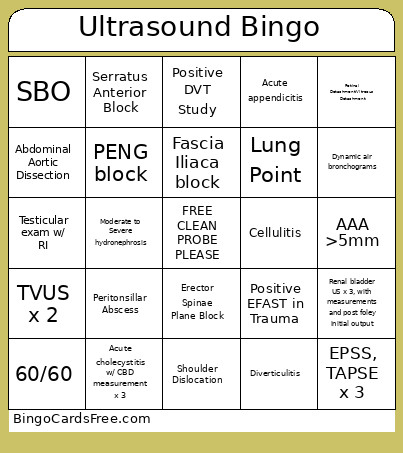 Ultrasound 2025 Bingo Card