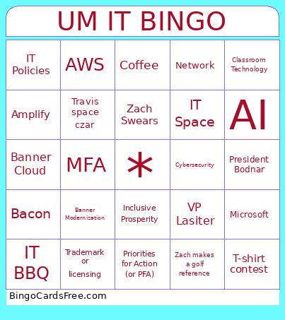 UM IT Townhall Bingo!
