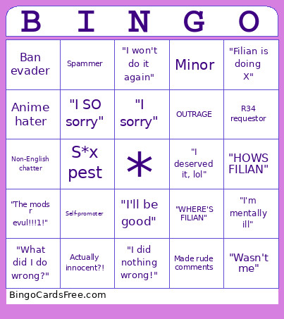 Unban Requests Bingo Card