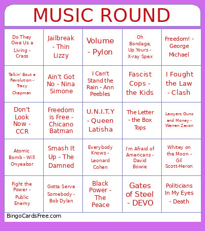 Unchained Bingo Card 2