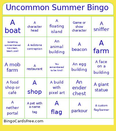 Uncommon Summer Bingo