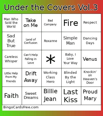 Under the Covers Vol.3 Bingo