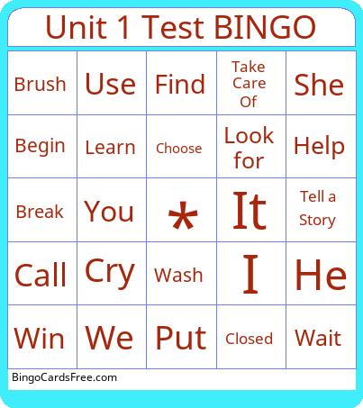 Unit 1 Test Bingo Cards Free Pdf Printable Game, Title: Unit 1 Test BINGO