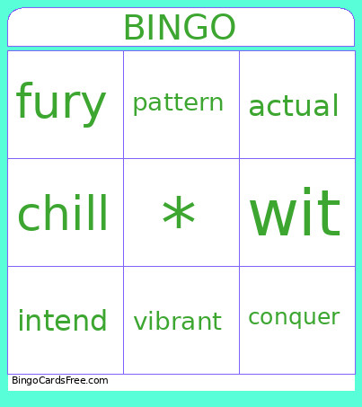 Unit 10 Vocabulary Bingo Card