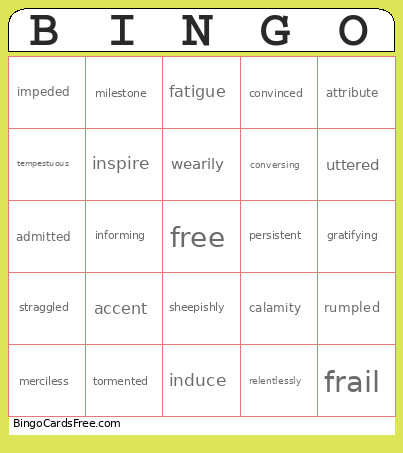 Unit One Vocabulary Bingo Card