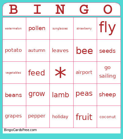 Unit8 Bingo Card