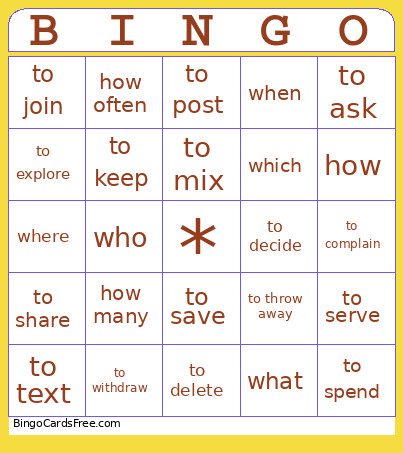 UNITS 7-11 Bingo Card