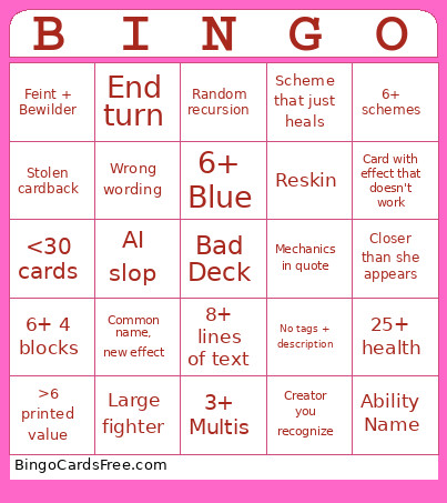 Unmatched. Front Page Bingo Card