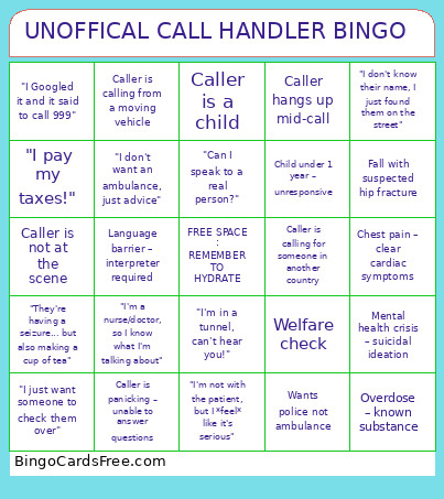 UNOFFICAL CALL HANDLER Bingo Card