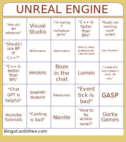 Unreal Engine Bingo