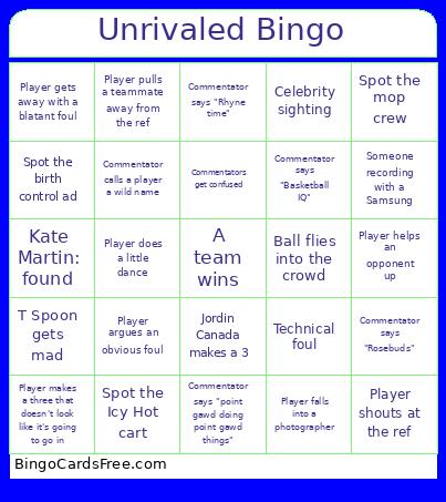 Unrivaled Finals Bingo