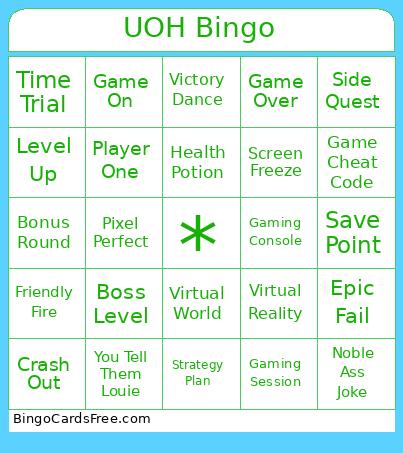 UOH Bingo Card