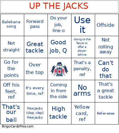 UP THE JACKS Bingo Card