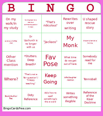 Upchurch Bingo Card