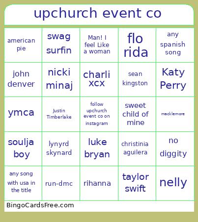 upchurch event co Bingo