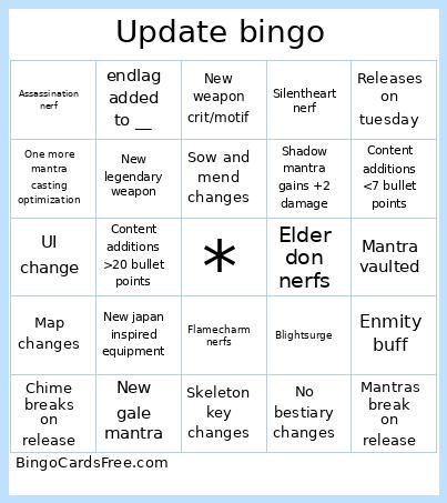Update bingo