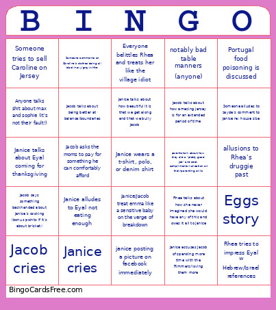 Updated 9/26 Bingo Card