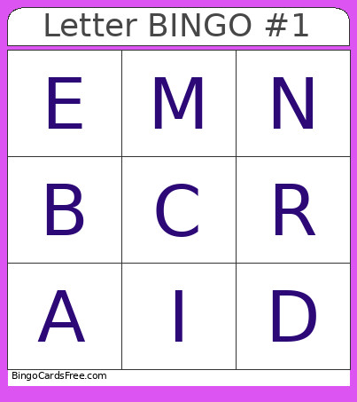 Uppercase Letters Bingo Card