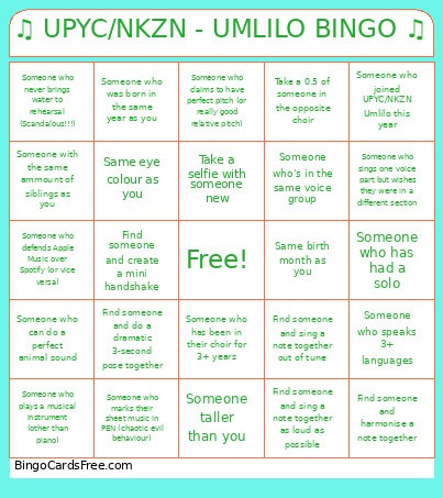 ♫ UPYC/NKZN - UMLILO ♫ Bingo Card