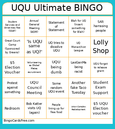 UQU Ultimate Bingo Card
