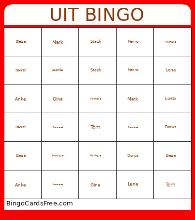 Urban Impact Team Bingo Card