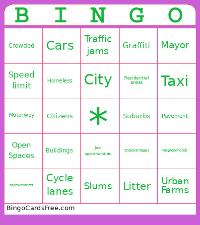 Urban Life Bingo Card