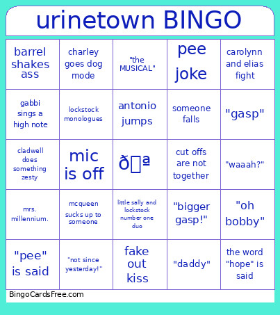 Urinetown Bingo Card