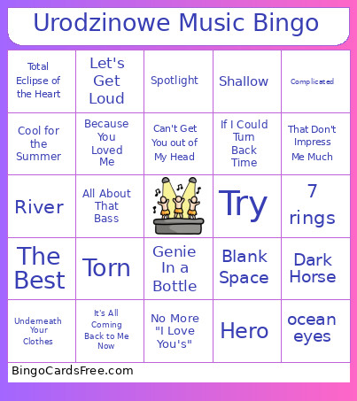 Urodzinowe Music Bingo Card