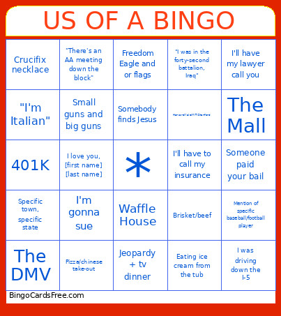 US OF A Bingo Card