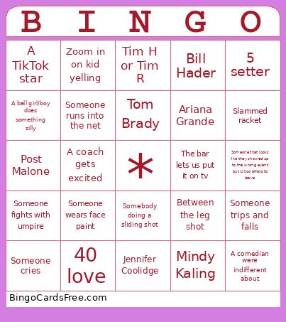 US Open Bingo Card