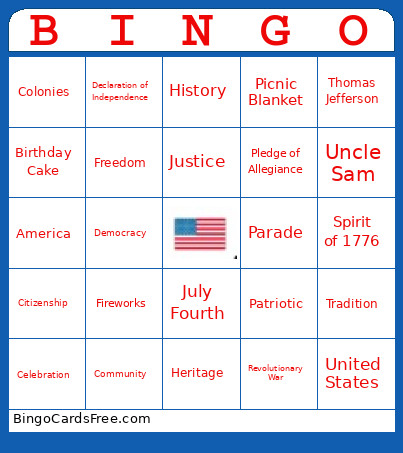 USA 250 Bingo Card