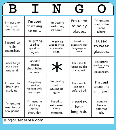 Used To Bingo Card