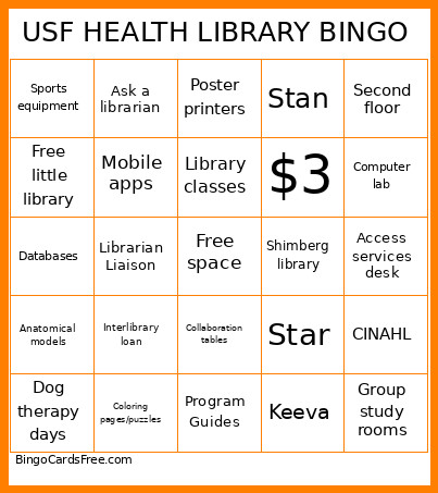 USF HEALTH LIBRARY Bingo Card 2
