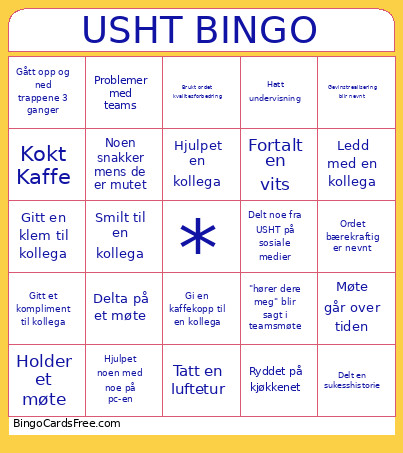 USHT Bingho Bingo Card