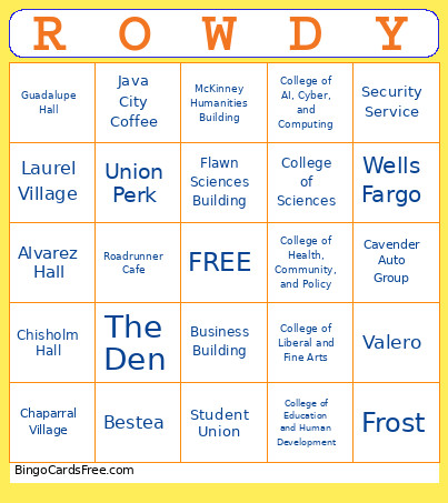 UTSA Bingo Card