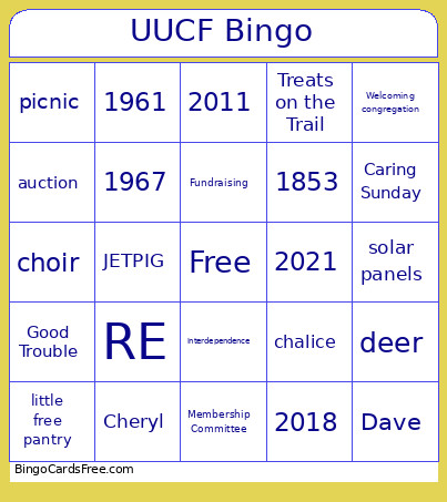 UUCF Bingo Card