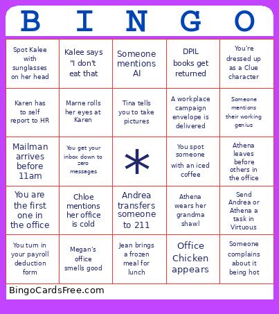 UWCIL Office Bingo Card