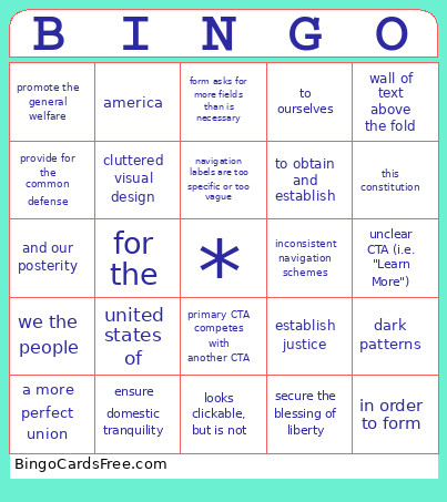 UX Bingo Card