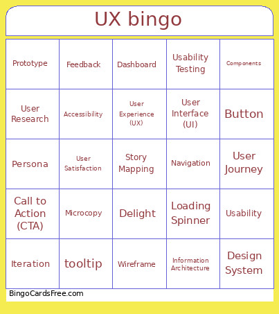 UX Bingo Card
