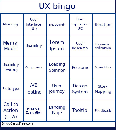 UX Bingo Card