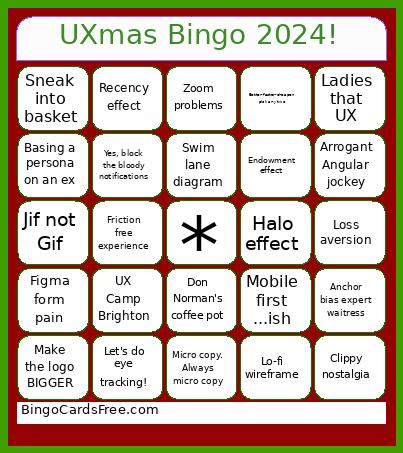 UXmas 2024! Bingo Card