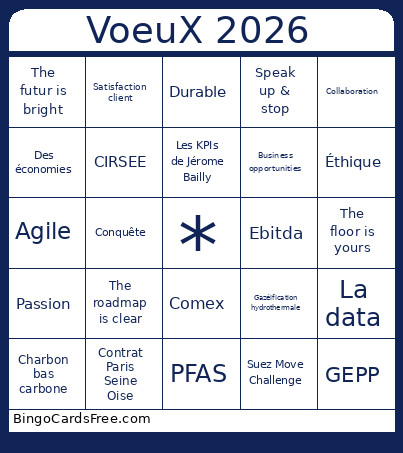 Vœux 2026 Bingo Card