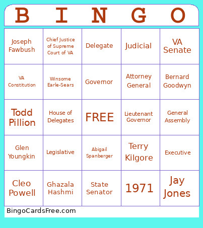 VA State/Local Govt. Bingo Card
